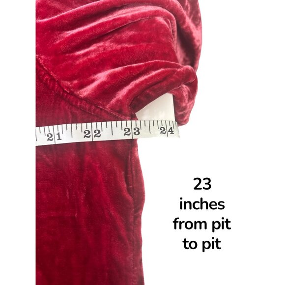 J. Jill Red Velvet Button-Up Shirt | Rayon Silk Blend | Holiday Luxe Boho Top | - Picture 9 of 10